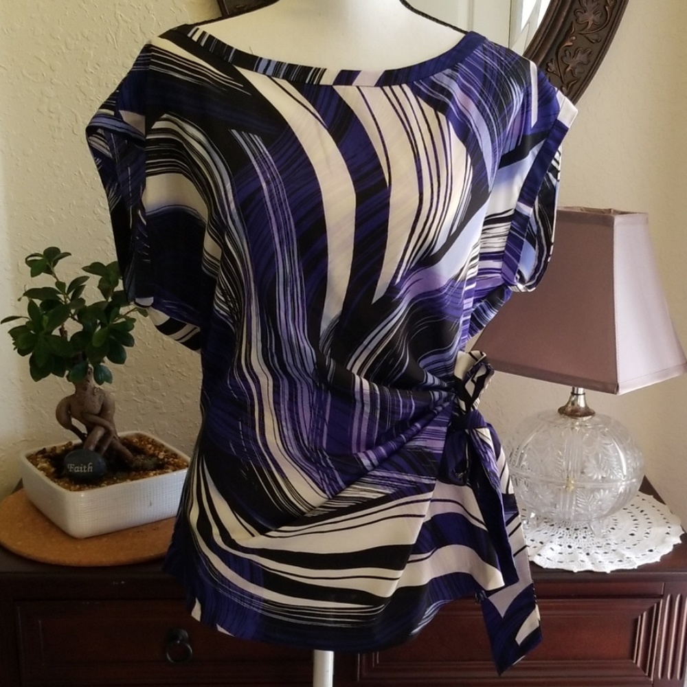 Purple black & white blouse